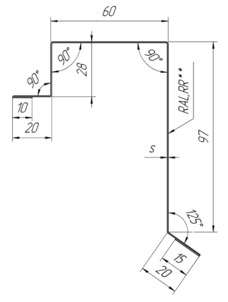 Планка торцевая фальц 0,45 PE RAL 7024