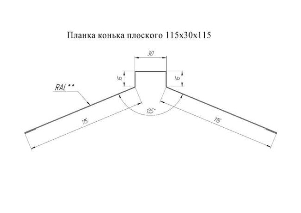 Конек фигурный 115х30х115 Zn