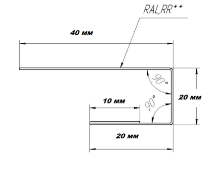 J-профиль для металлического сайдинга RAL 9005