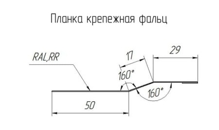 Планка крепежная фальц 0,45 PE RAL 7024