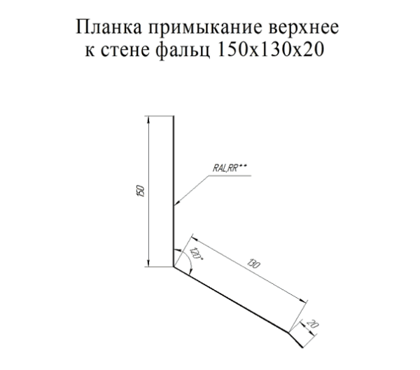 Планка примыкания верхняя к стене фальц 150х130х20 PE RAL 7024