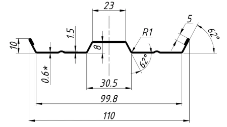 Евроштакетник двусторонний М-образный 110мм, RAL 8017 Шоколад