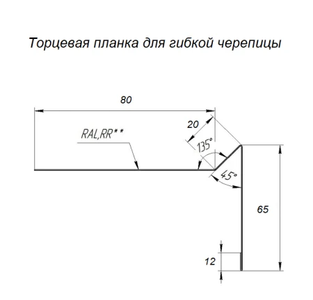 Торцевая планка для гибкой черепицы RAL 8017